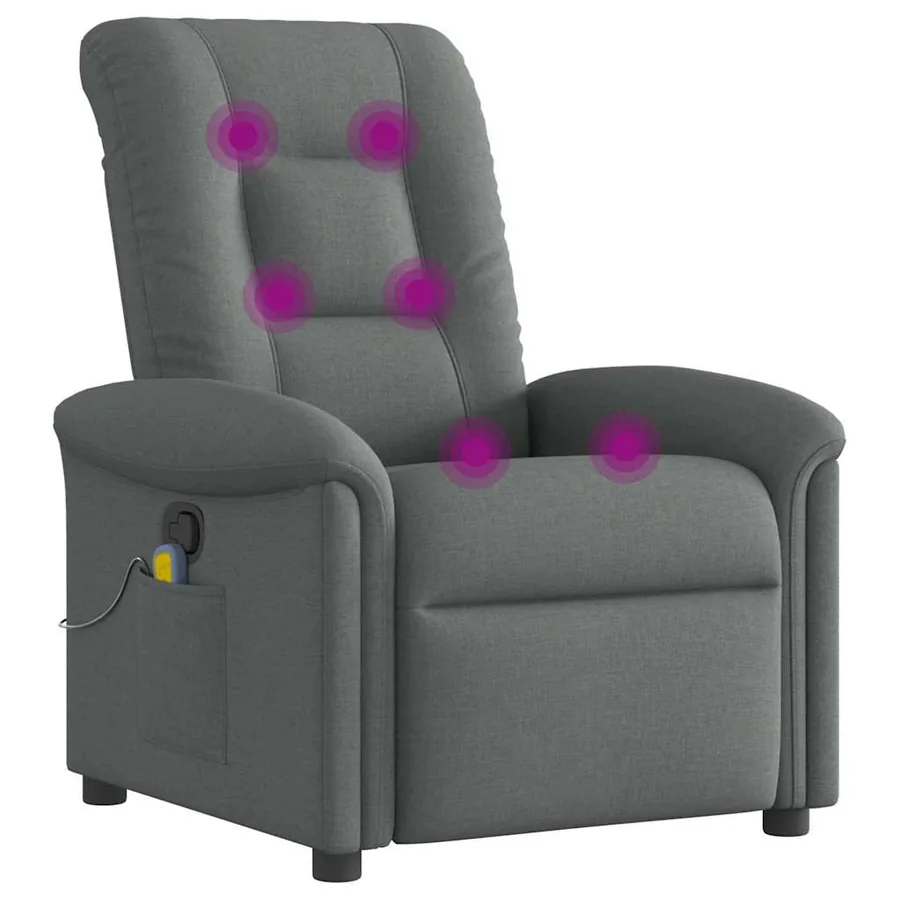 Fauteuil inclinable de massage en tissu gris foncé - 6