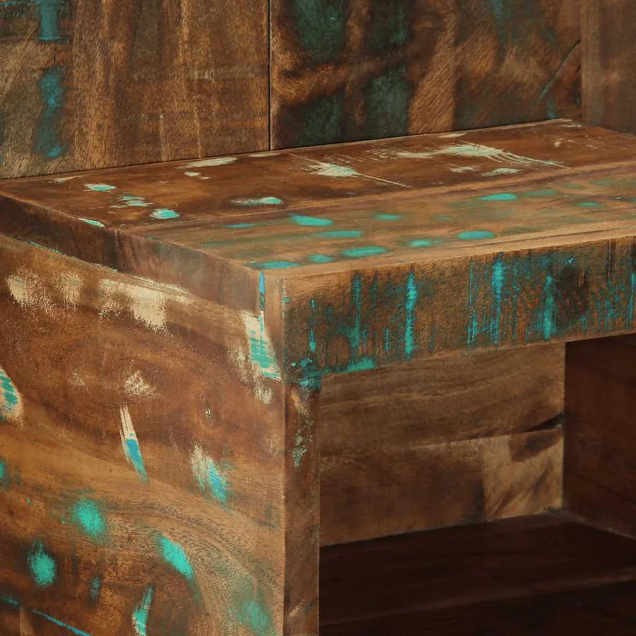 Table de chevet multicolore 50x27x50 cm bois de récupération - 5