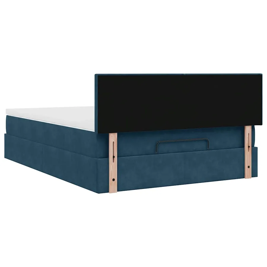 Cadre de lit ottoman avec matelas bleu foncé 140x190 cm velours - 10