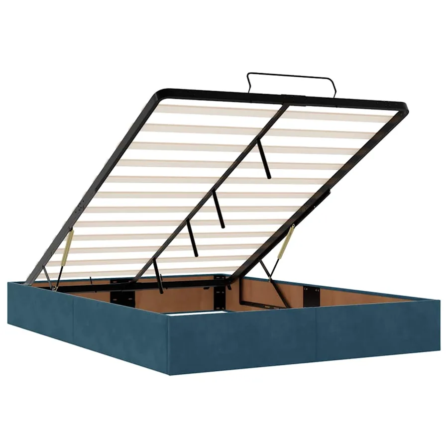 Cadre de lit ottoman avec matelas bleu foncé 140x190 cm velours - 11