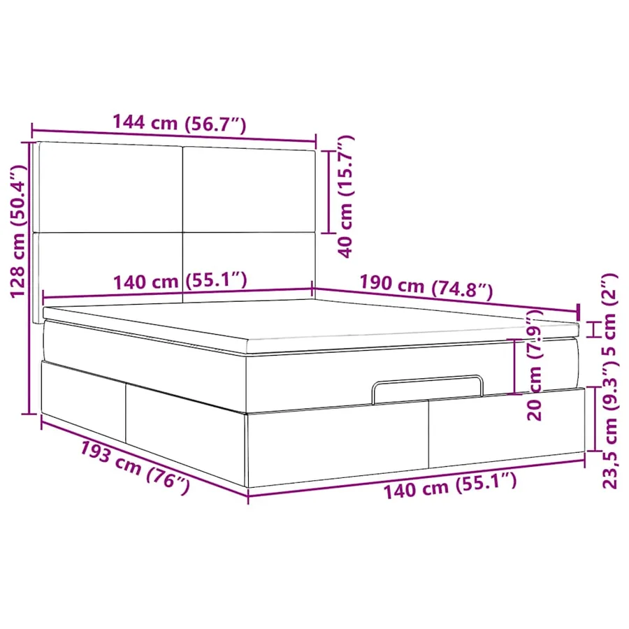 Cadre de lit ottoman avec matelas vert foncé 140x190 cm velours - 18