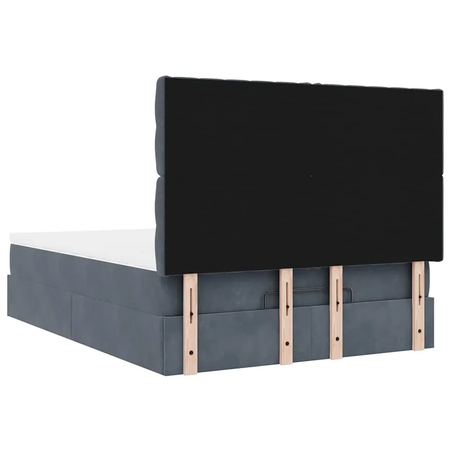 Cadre de lit ottoman avec matelas gris foncé 140x190 cm velours - 9