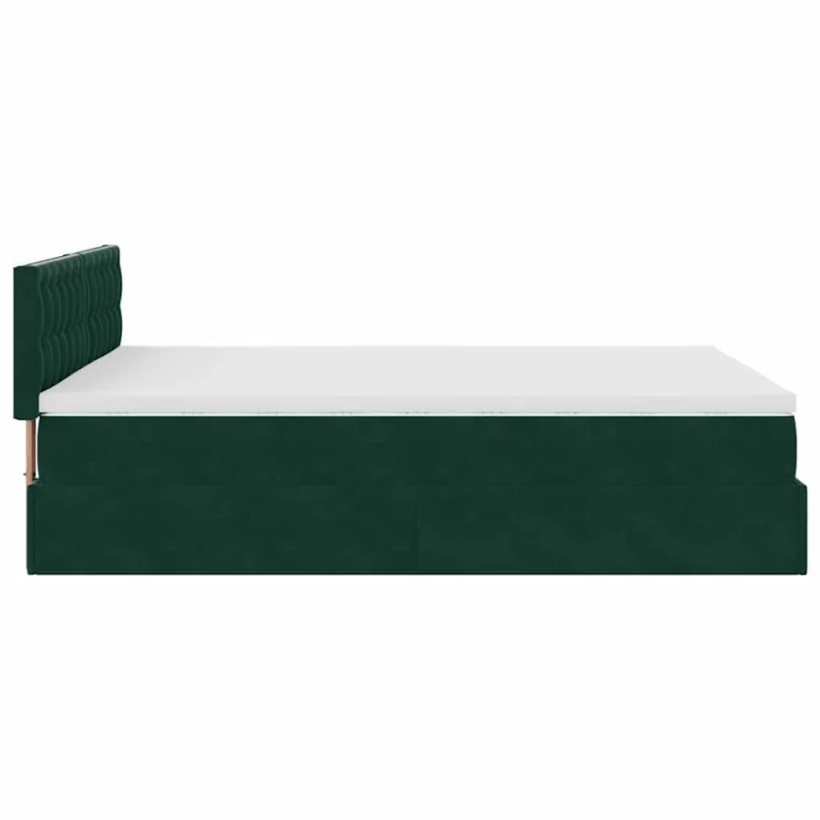 Cadre de lit ottoman avec matelas vert foncé 140x190 cm velours - 12