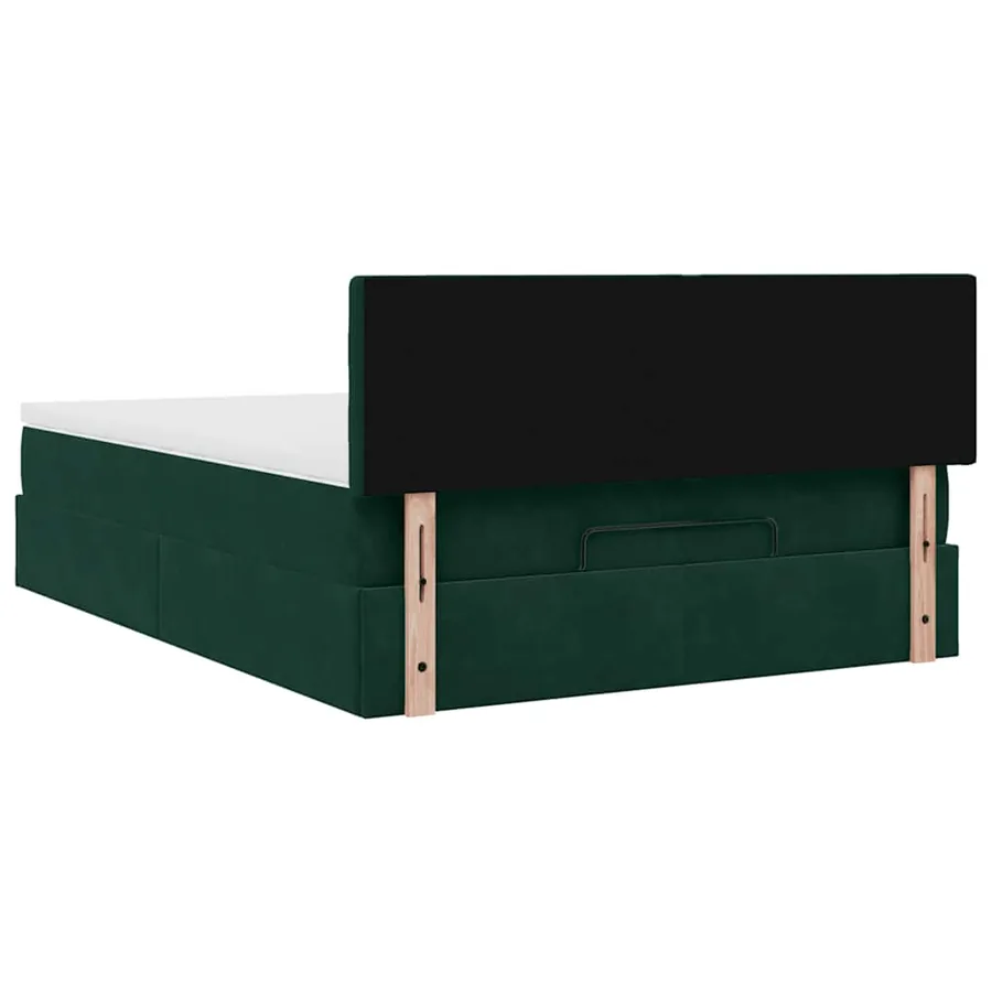 Cadre de lit ottoman avec matelas vert foncé 140x190 cm velours - 13