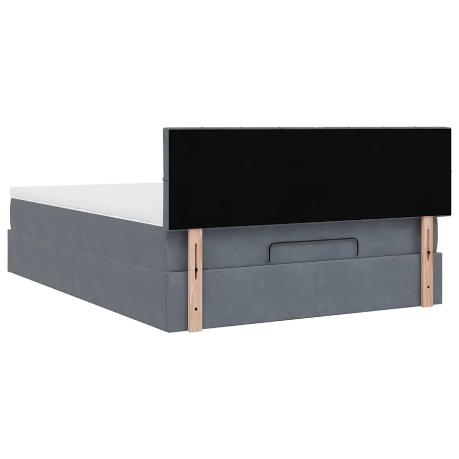 Cadre de lit ottoman avec matelas gris foncé 140x190 cm velours - 10