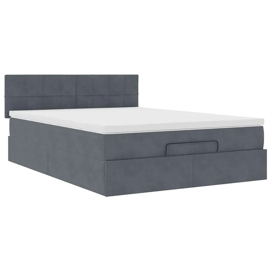 Cadre de lit ottoman avec matelas gris foncé 140x190 cm velours - 5