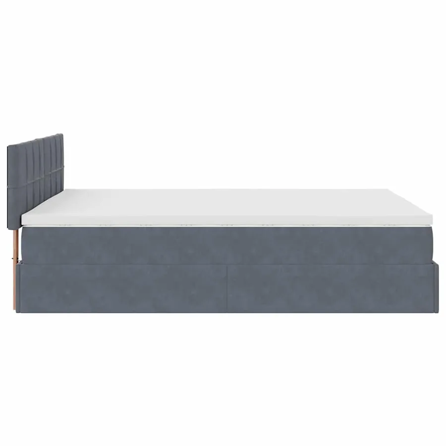 Cadre de lit ottoman avec matelas gris foncé 140x190 cm velours - 9