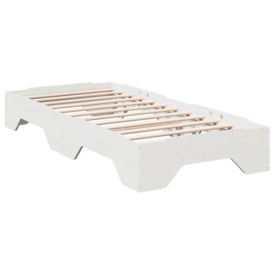 Cadre de lit sans matelas empilable blanc 90x190 cm bois massif - 3
