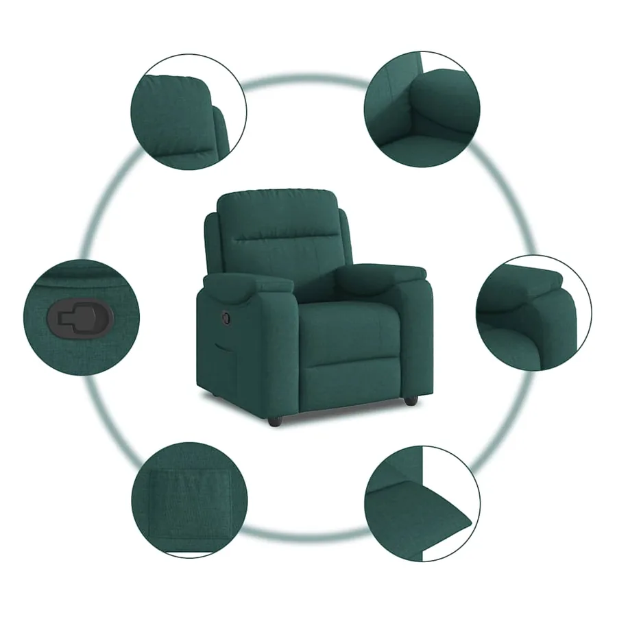 Fauteuil inclinable Vert foncé Tissu - 7