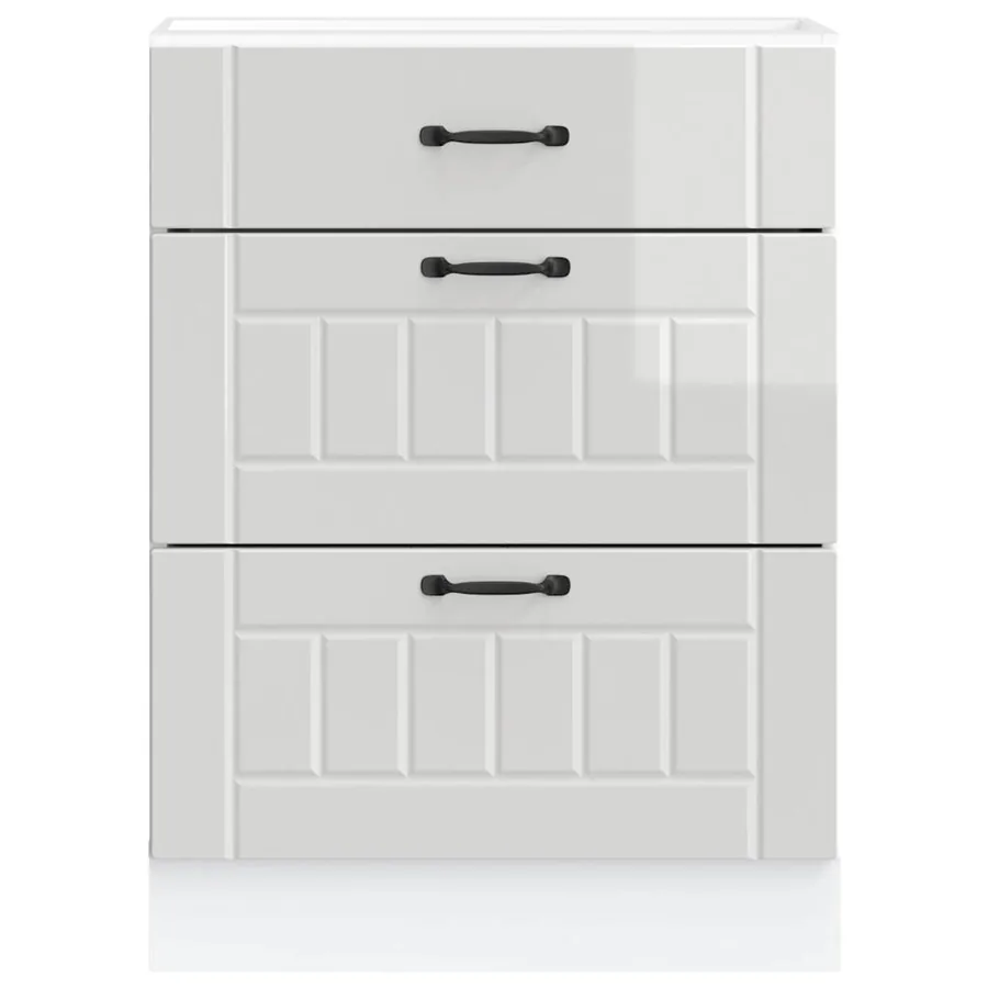 Meuble bas de cuisine « Lucca » Bois d'ingénierie blanc brillant - 4