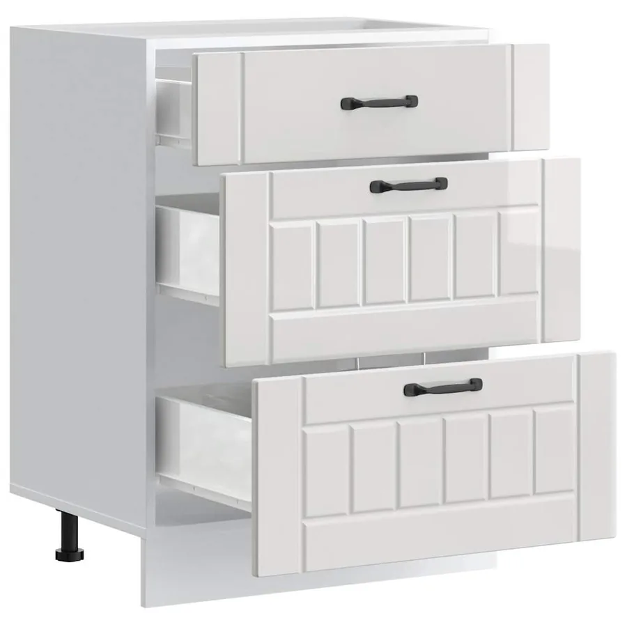 Meuble bas de cuisine « Lucca » Bois d'ingénierie blanc brillant - 5