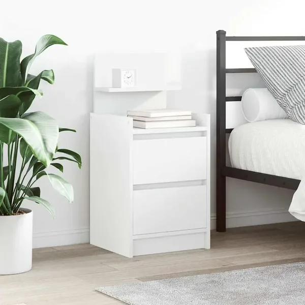 Tables de chevet avec 2 tiroirs 2 pcs blanc 38x34x80 cm