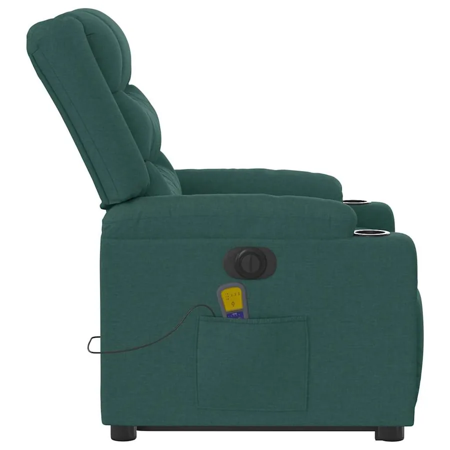 Fauteuil inclinable de massage électrique Vert foncé Tissu - 7