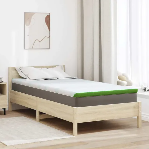 Surmatelas Blanc et vert 100 x 200 cm Tissu Jacquard