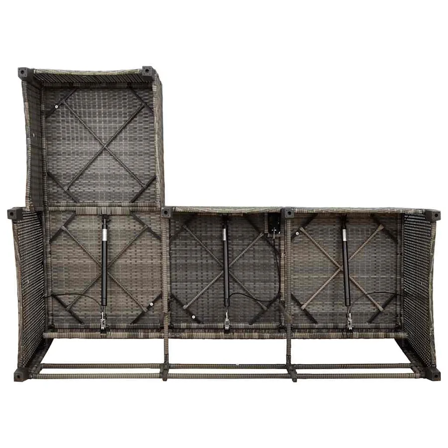 Canapé de jardin inclinable coussins forme de L gris polyrotin - 10