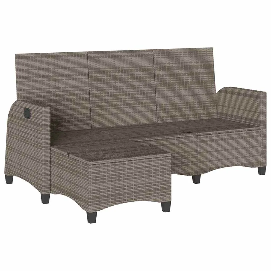 Canapé de jardin inclinable coussins forme de L gris polyrotin - 4