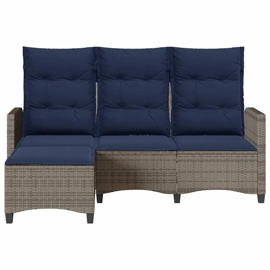 Canapé de jardin inclinable coussins forme de L gris polyrotin - 5