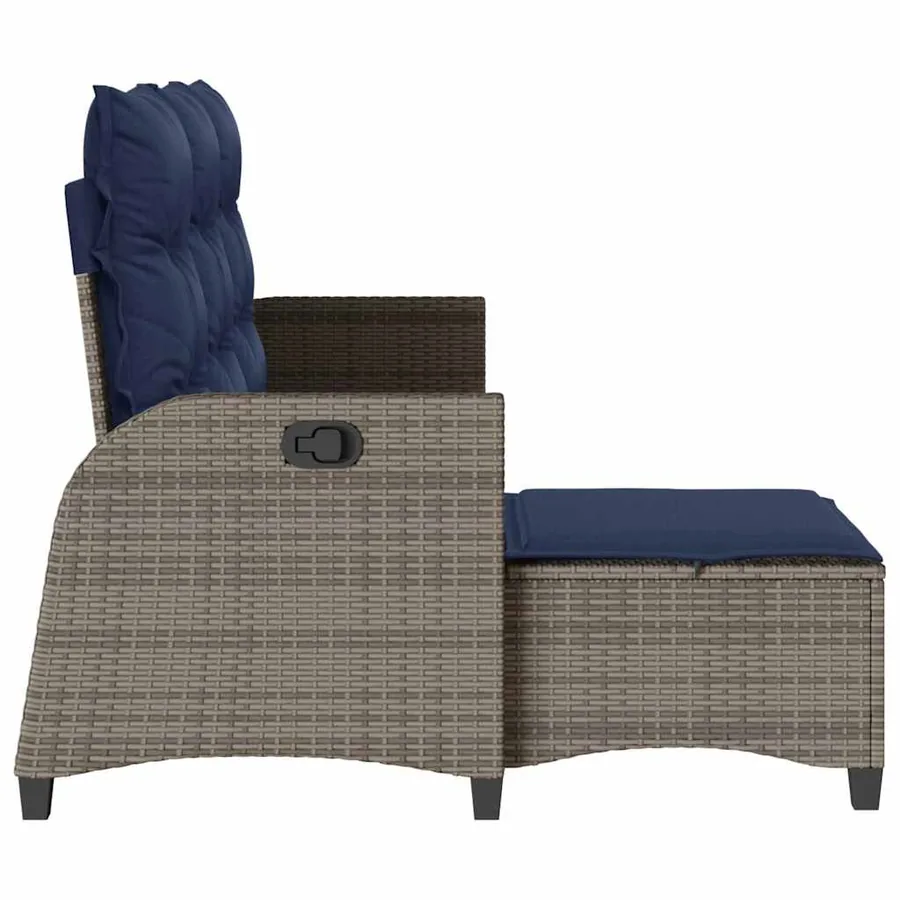 Canapé de jardin inclinable coussins forme de L gris polyrotin - 6