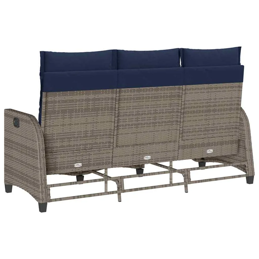 Canapé de jardin inclinable coussins forme de L gris polyrotin - 7