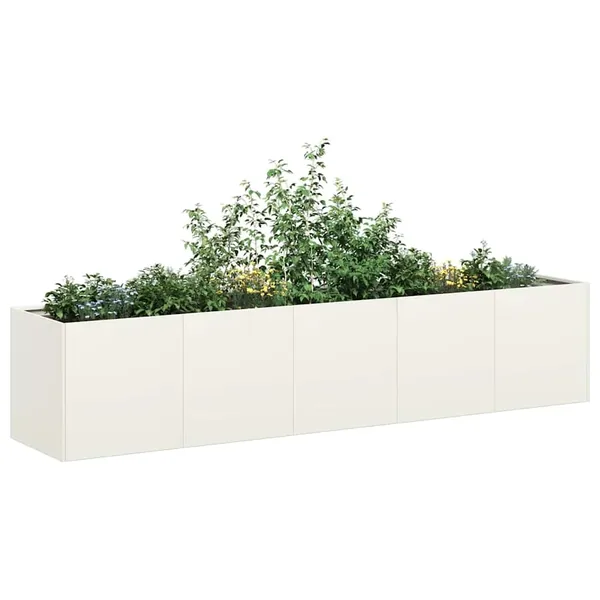 Jardinière blanc 200x40x40 cm acier laminé à froid