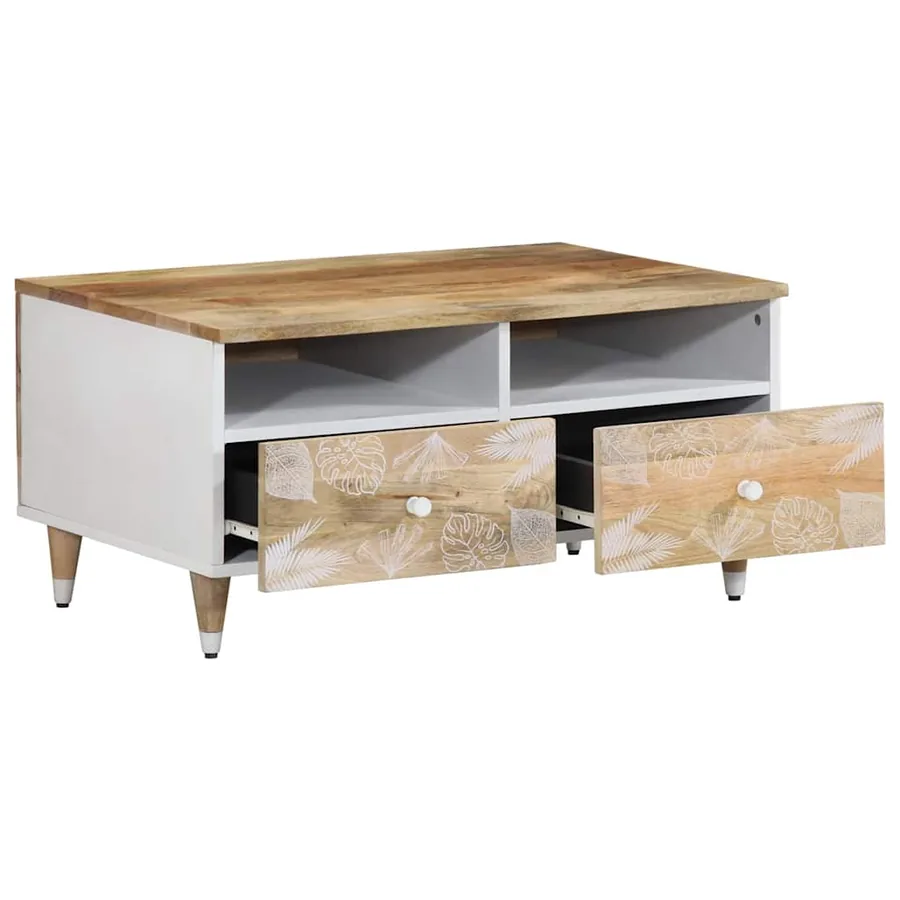 Table basse 80x54x40 cm bois de manguier massif - 3