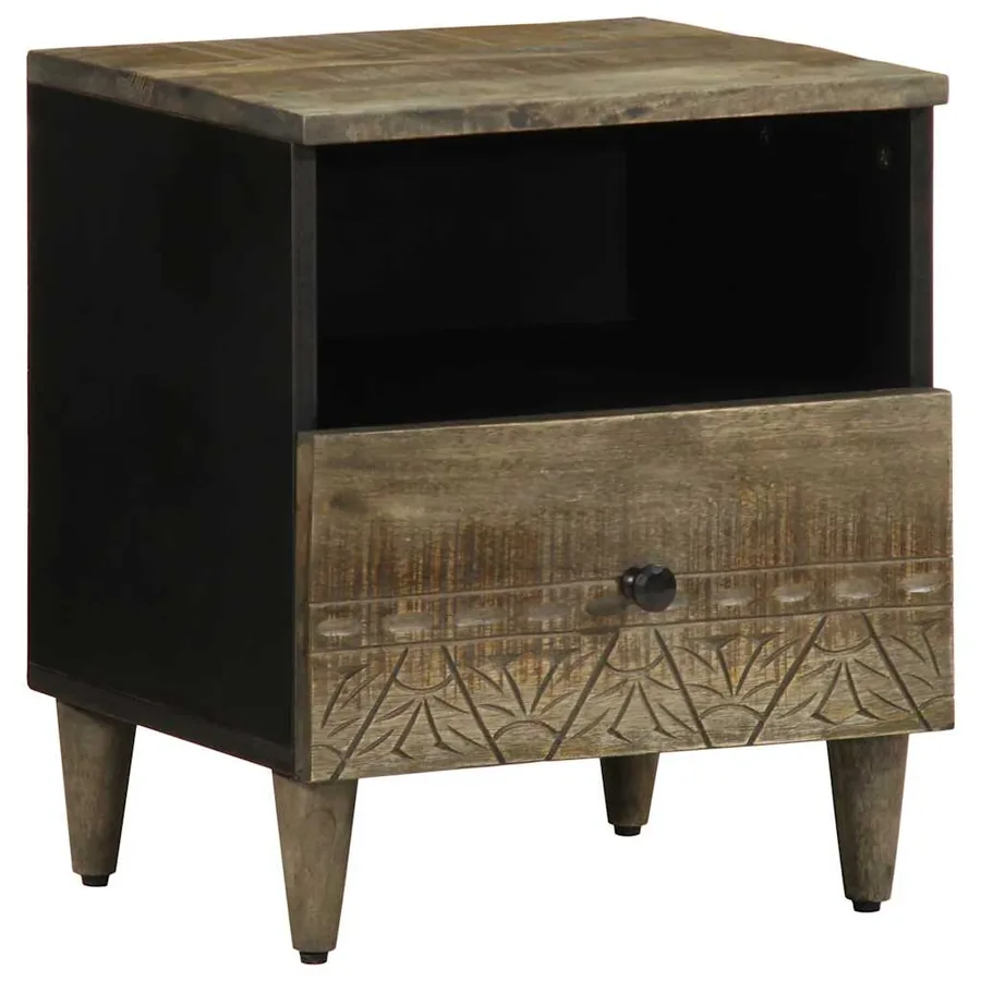Tables chevet 2 pcs gris clair 40x33x46 cm bois manguier solide - 3