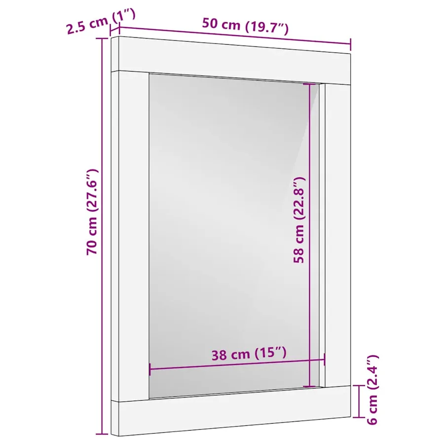 Miroir de salle de bain 50x2,5x70 cm bois de manguier massif - 9