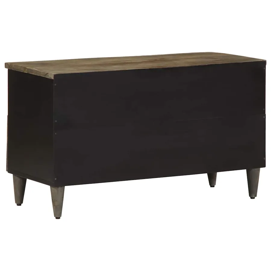 Meuble TV noir 80x33x46 cm bois massif de manguier - 5