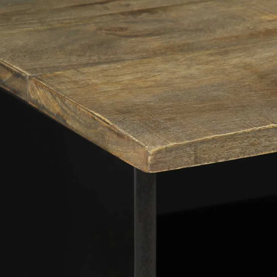 Meuble TV noir 80x33x46 cm bois massif de manguier - 6