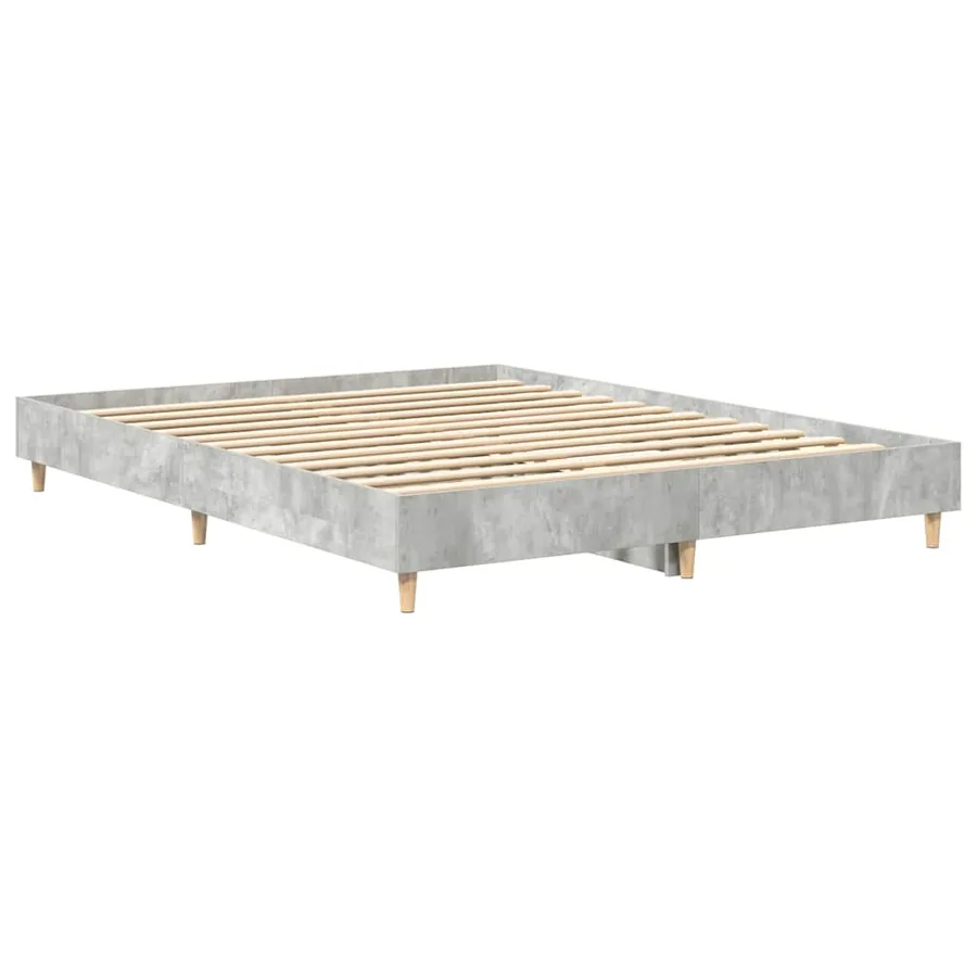 Cadre de lit sans matelas gris béton 150x200 cm bois ingénierie - 4