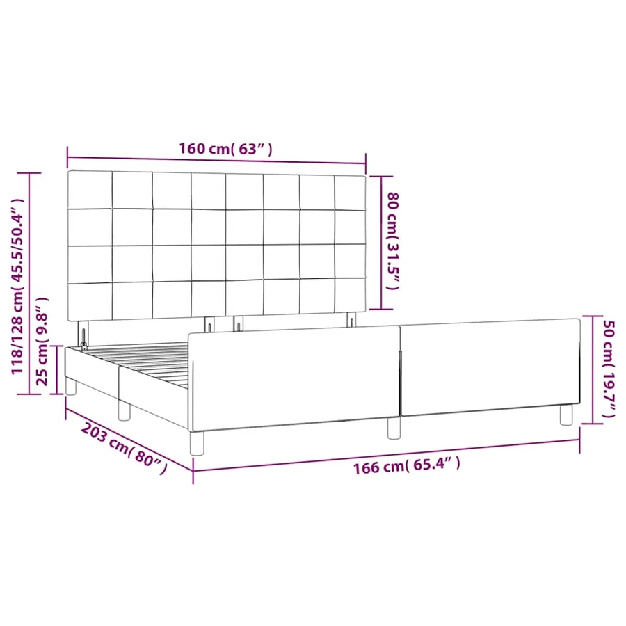 Cadre de lit sans matelas vert foncé 160x200 cm velours - 12