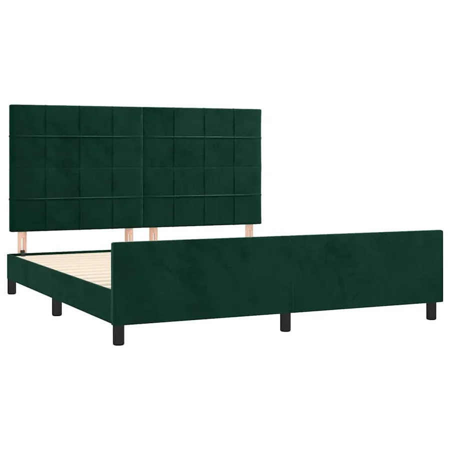 Cadre de lit sans matelas vert foncé 160x200 cm velours - 4
