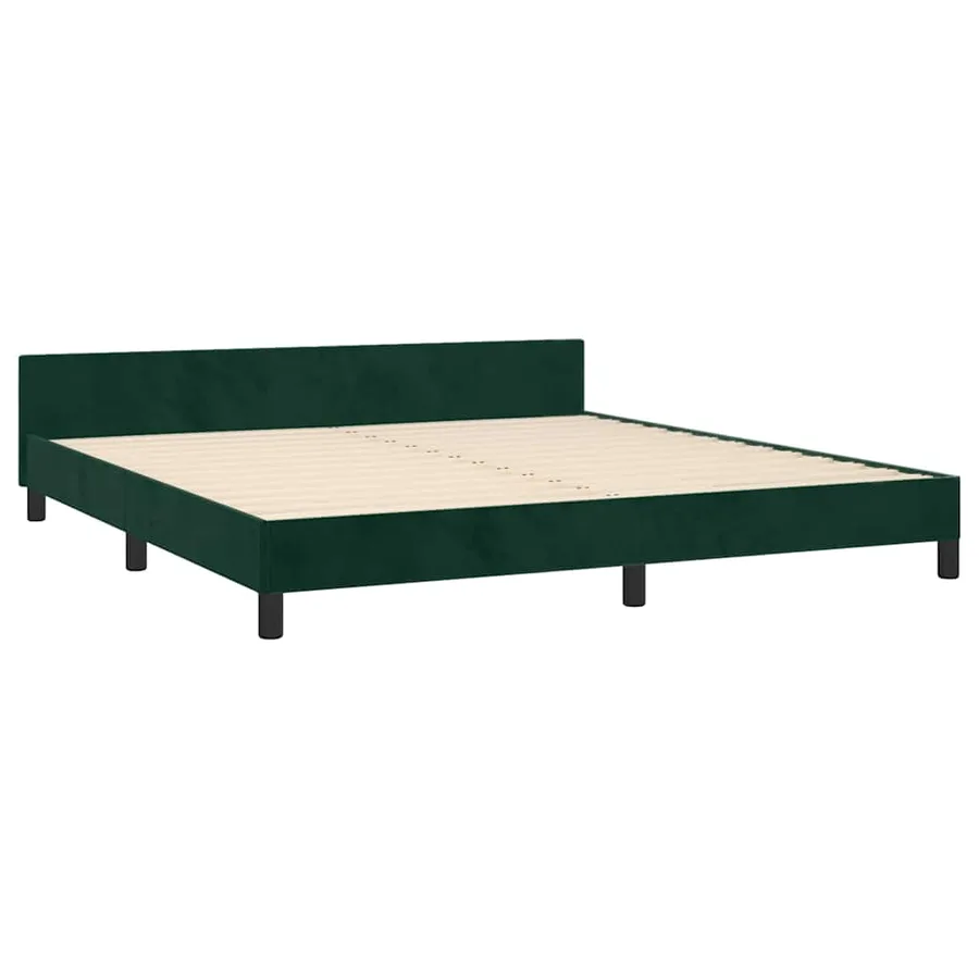 Cadre de lit sans matelas vert foncé 160x200 cm velours - 5