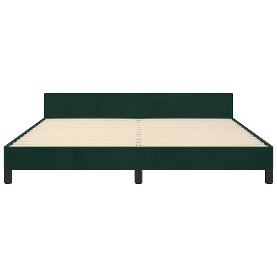 Cadre de lit sans matelas vert foncé 160x200 cm velours - 6