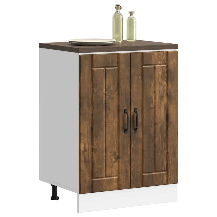 Meuble de base de lavabo Lucca chêne fumé bois d'ingénierie - 3