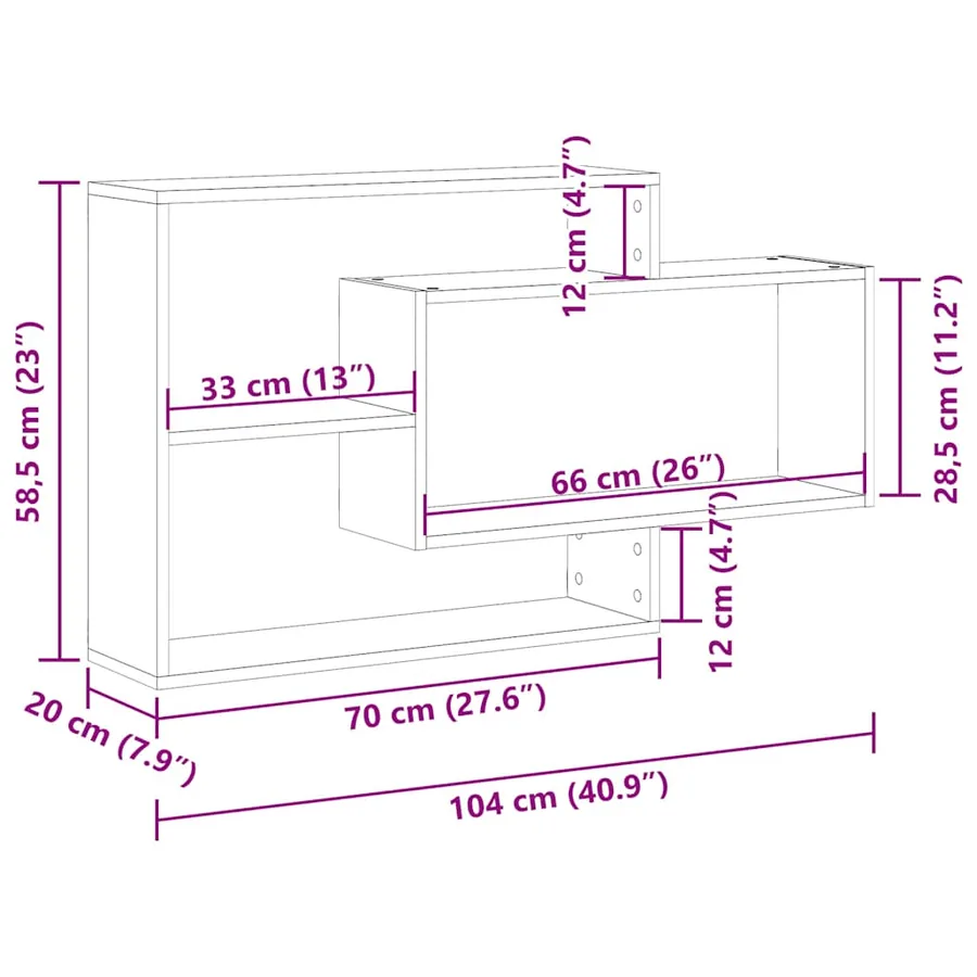 Étagère murale vieux bois 104x20x58,5 cm bois d'ingénierie - 9