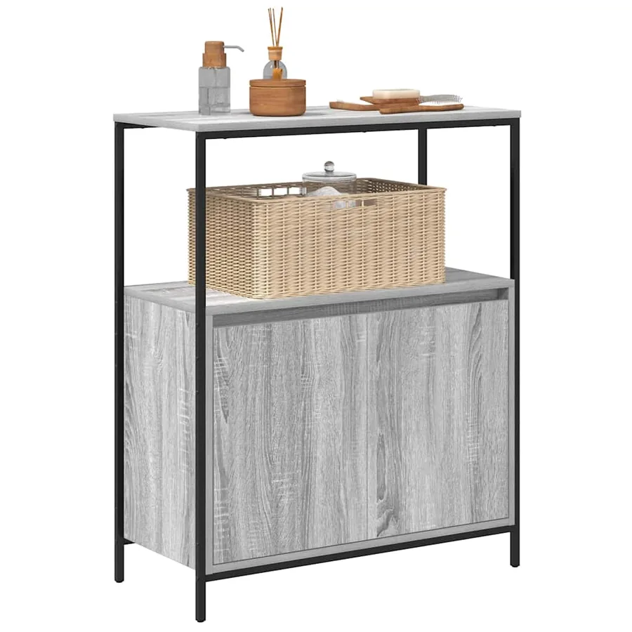 Meuble de salle de bain avec étagères sonoma gris 76,5x35x95 cm - 4