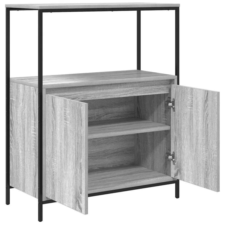 Meuble de salle de bain avec étagères sonoma gris 76,5x35x95 cm - 5