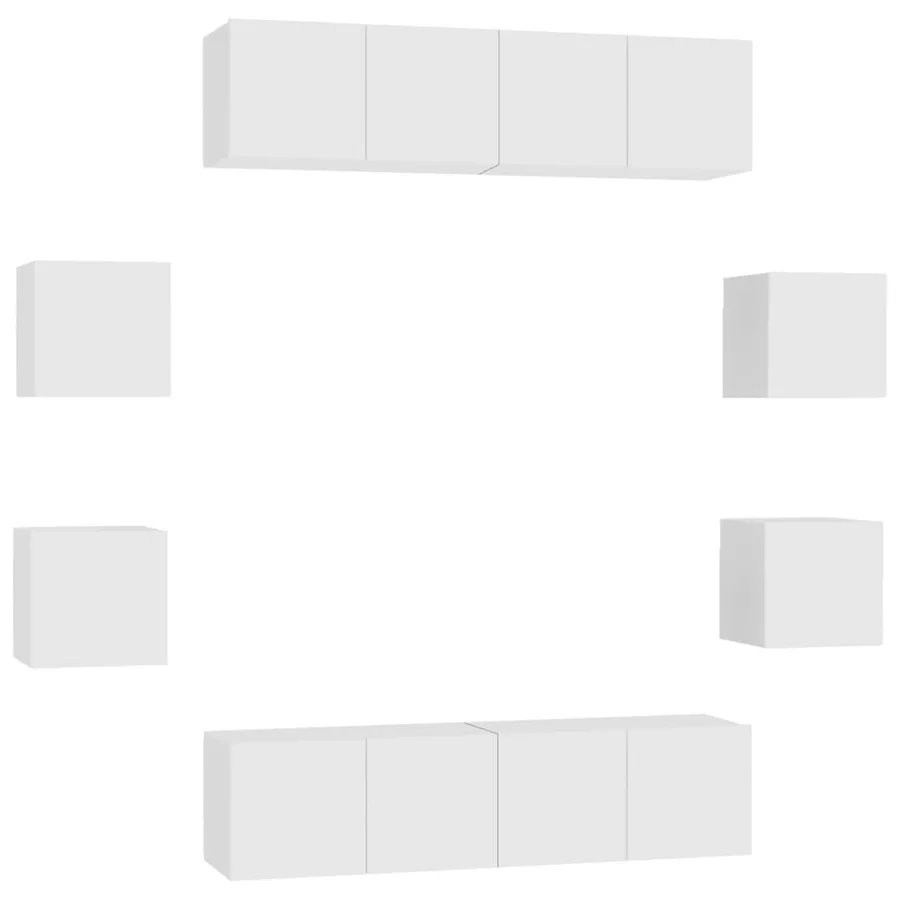 Ensemble de meubles TV 8 pcs Blanc Bois d'ingénierie - 2