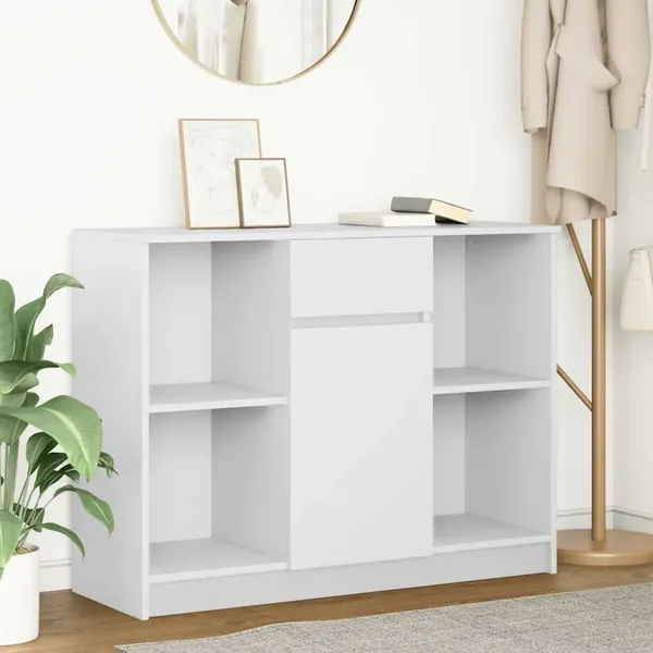 Buffet avec tiroir blanc 101x35x76 cm bois d'ingénierie