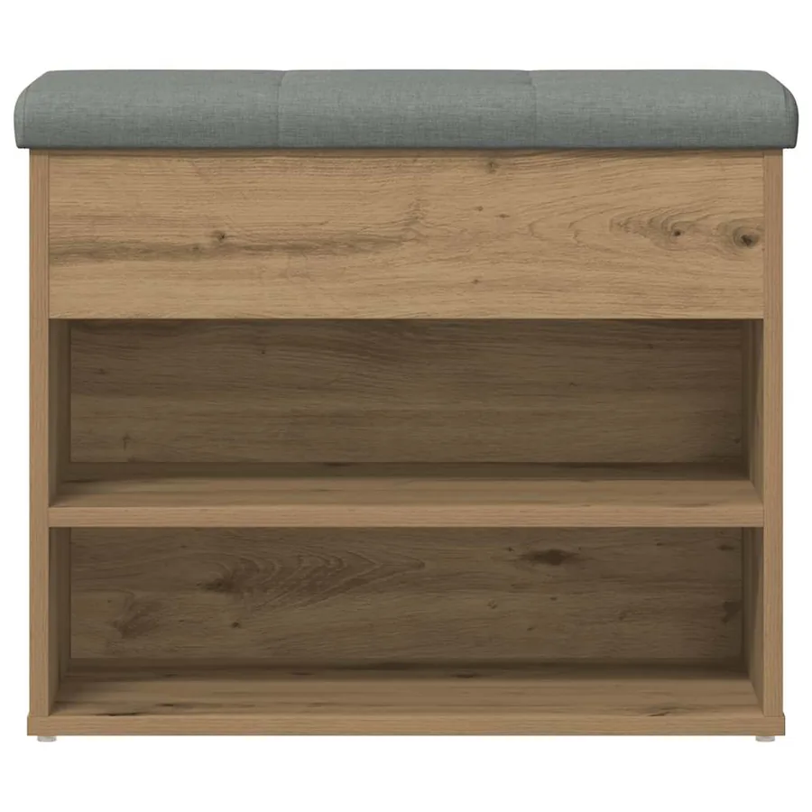 Banc à chaussures chêne artisanal 62x32x50 cm bois d'ingénierie - 4
