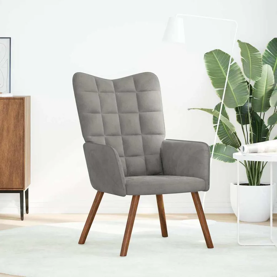Chaise de relaxation Gris clair Velours - 2
