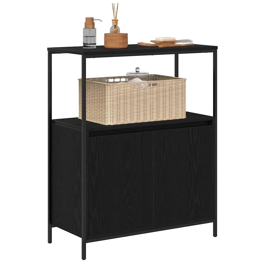 Meuble de salle de bain avec étagères chêne noir 76,5x35x95 cm - 4