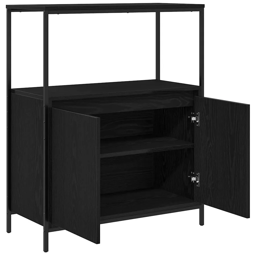 Meuble de salle de bain avec étagères chêne noir 76,5x35x95 cm - 5