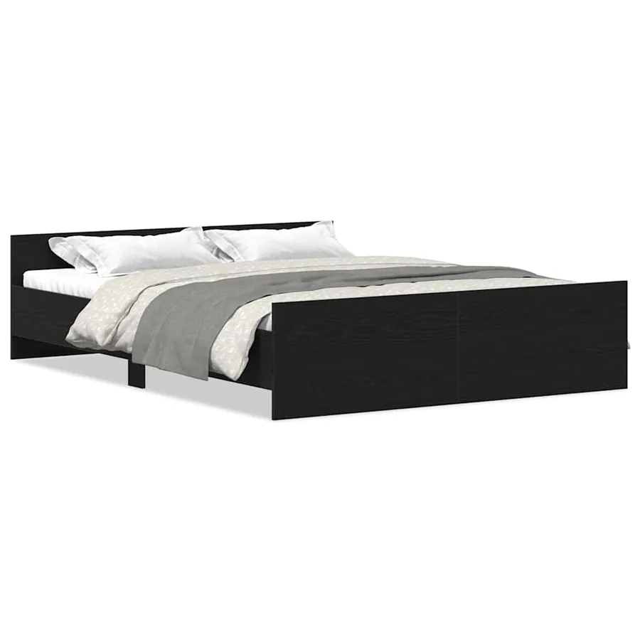 Cadre de lit sans matelas en chêne noir 150x200 cm bois d'ingénierie - 2