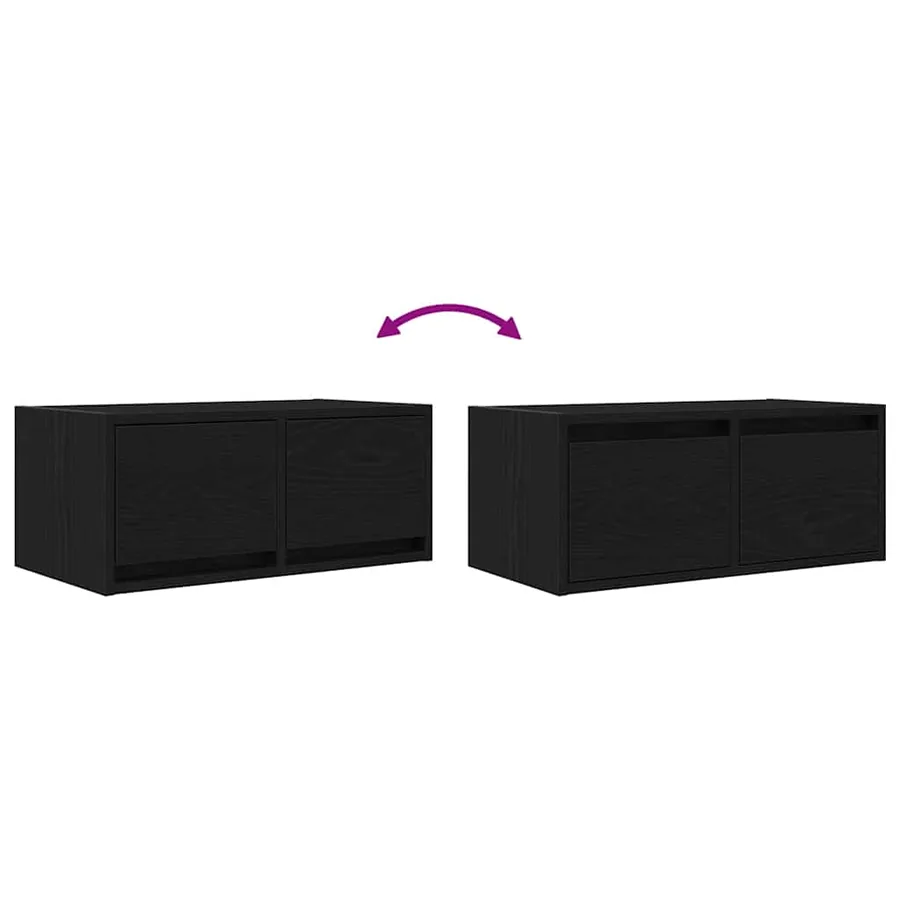 Meuble TV chêne noir 60x31x25,5 cm bois d'ingénierie - 12