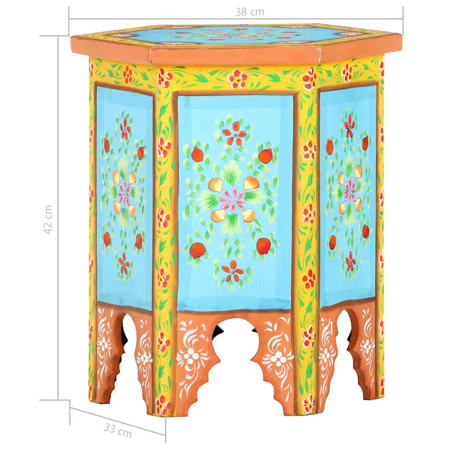 Table d'appoint peinte à la main multicolore 38x33x42 cm - 3