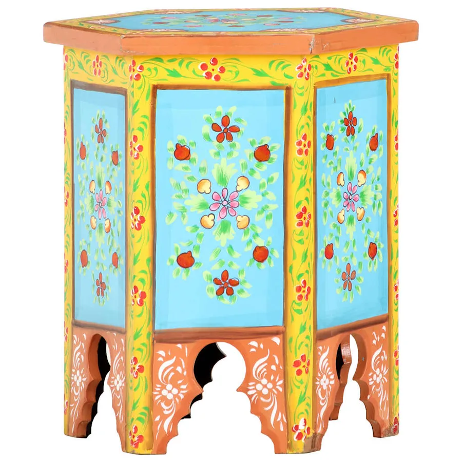 Table d'appoint peinte à la main multicolore 38x33x42 cm - 5