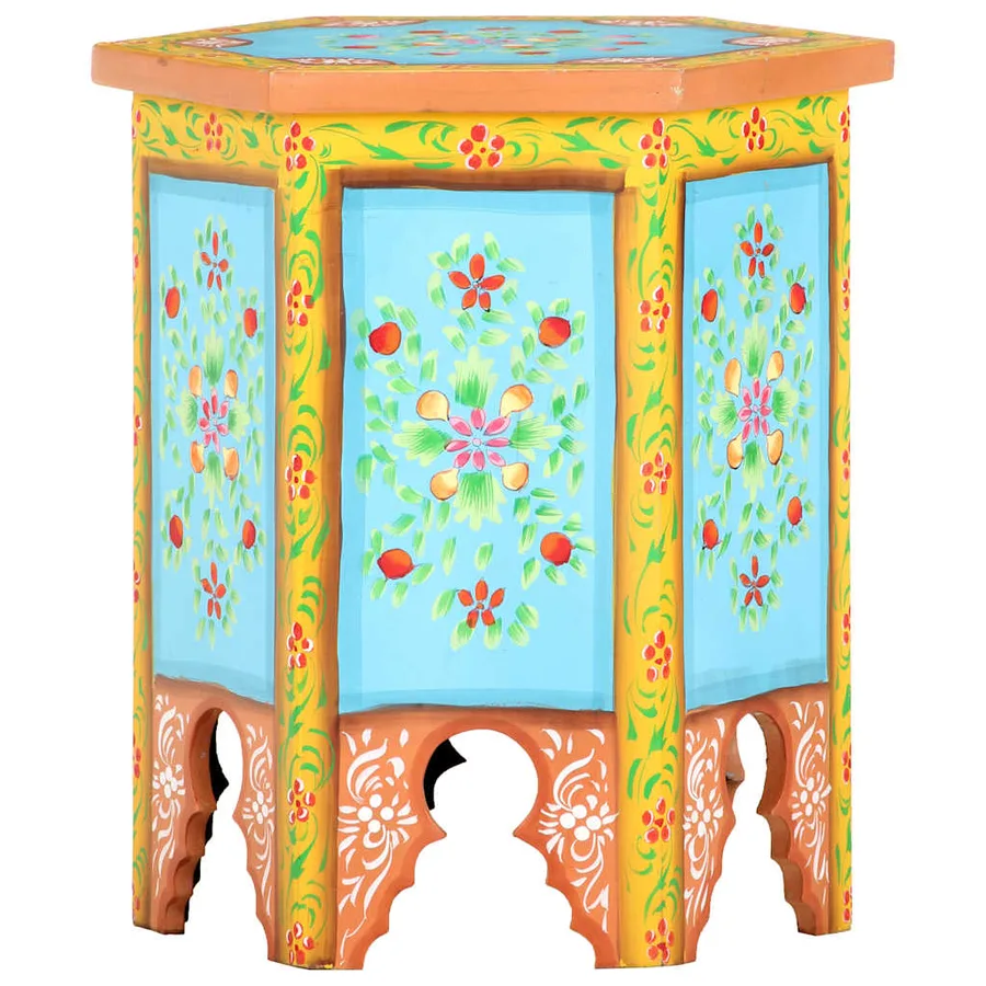 Table d'appoint peinte à la main multicolore 38x33x42 cm - 6