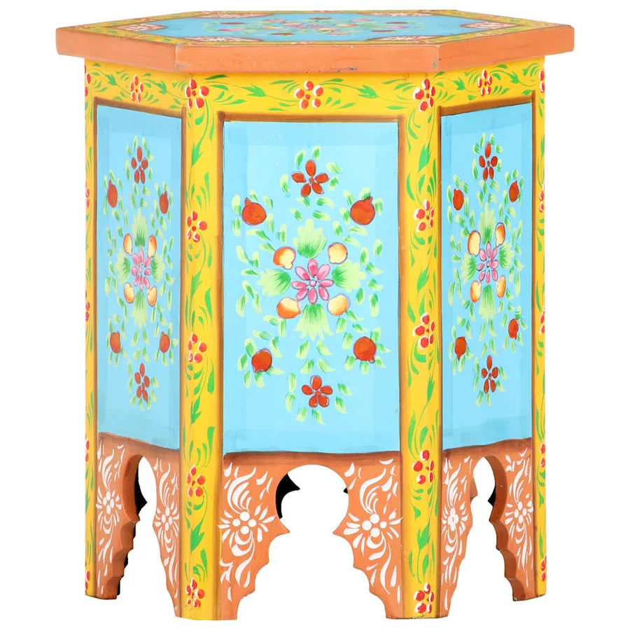 Table d'appoint peinte à la main multicolore 38x33x42 cm - 7